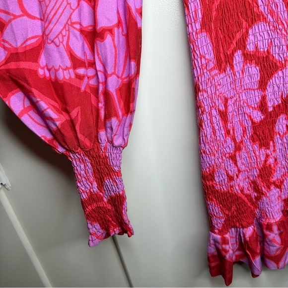 New Farm Rio Living Nature Dress Red Purple Long Sleeve Size S - Picture 9 of 16